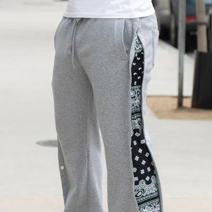 Men's Grey Flared Bandana Fleece Pants